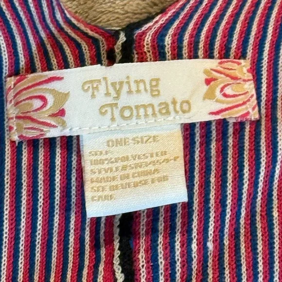 Flying Tomato Open Front Fringe Trimmed Black, Pink & Purple One Size Kimono - Picture 3 of 10